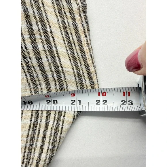 Pilcro Button Down Shirt Ruched Striped XL Cream Tan Women Lagenlook - Picture 6 of 10